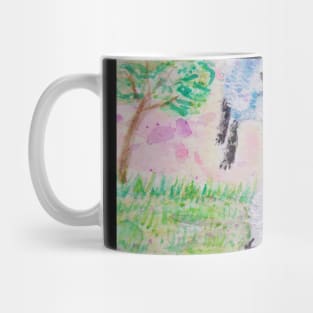 Blue foxes  at play watercolor painting Mug